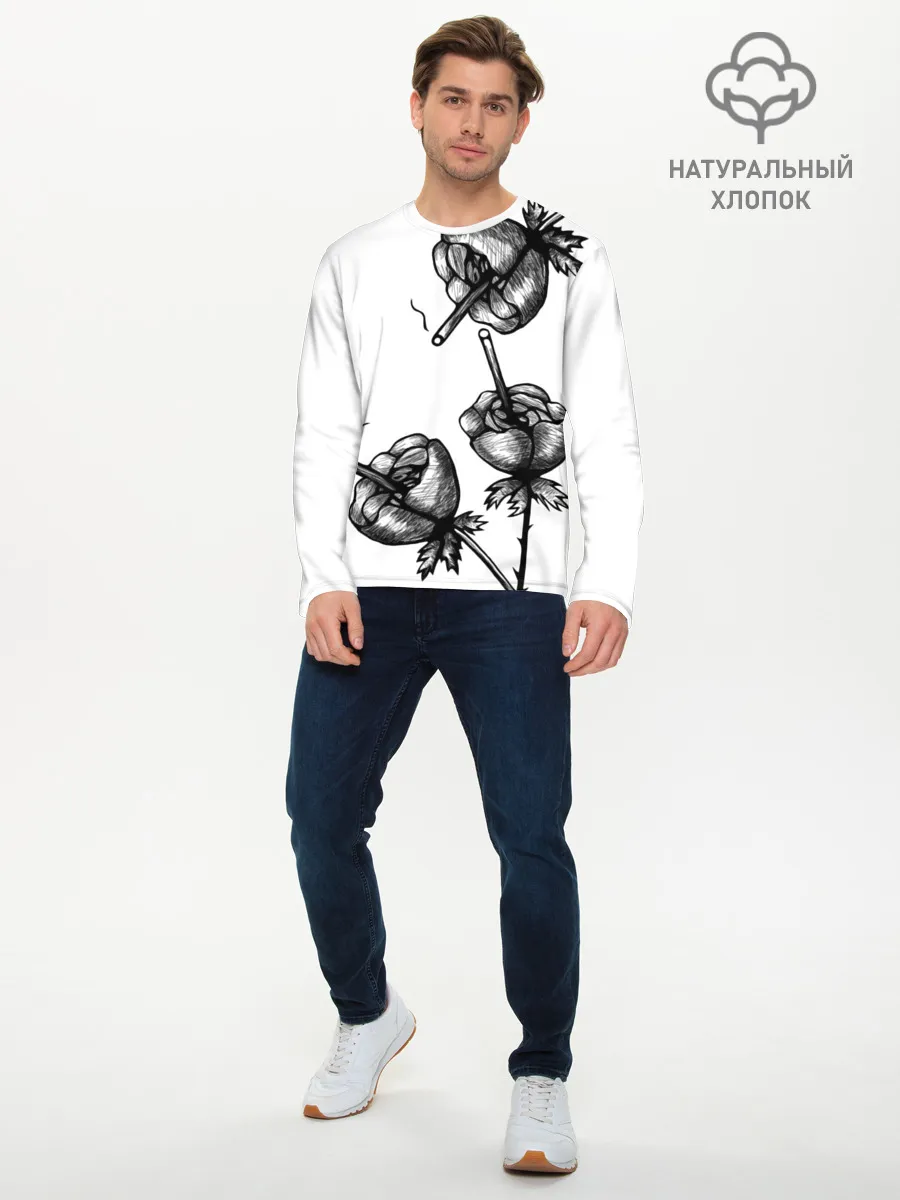 Мужской лонгслив базовый / Дымящие розы