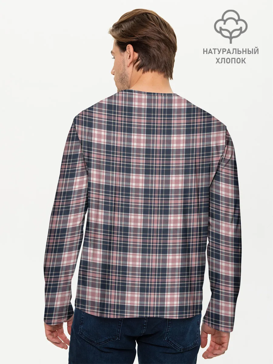 Мужской лонгслив базовый / Клеточный узор