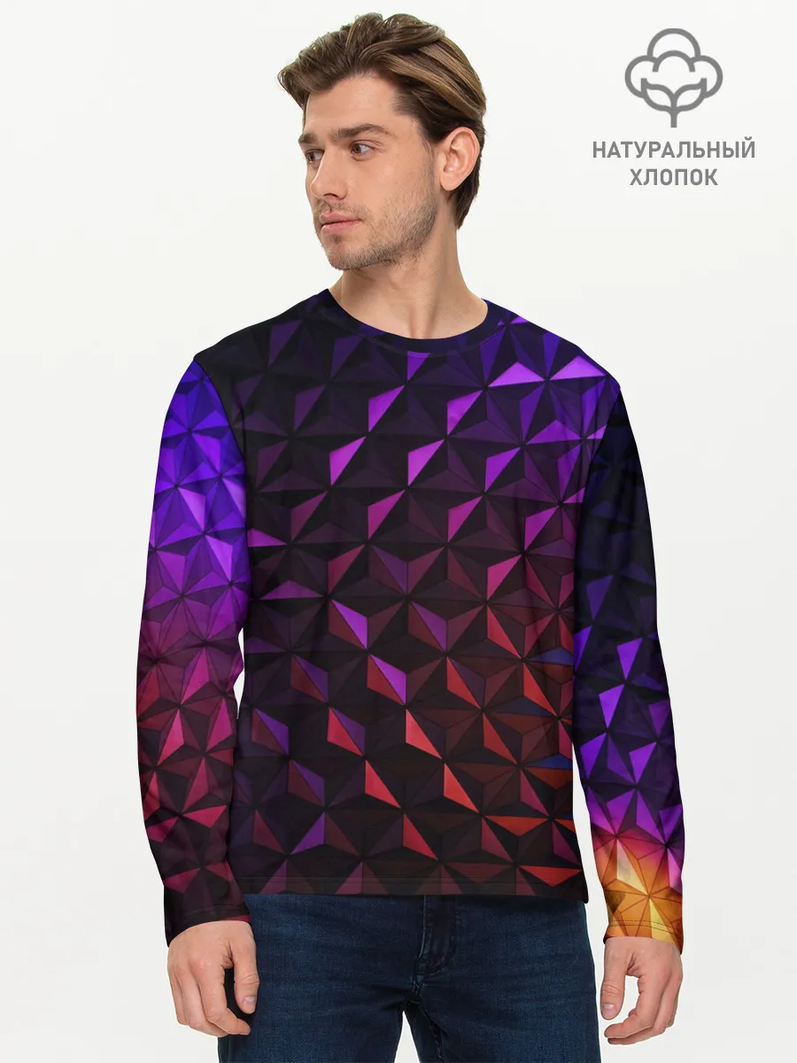 Мужской лонгслив базовый / Неоновая Текстура
