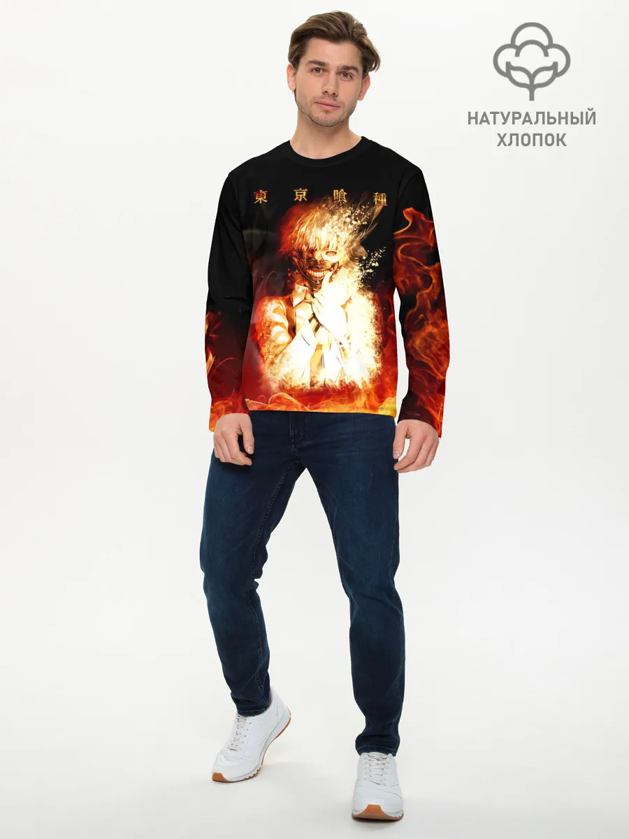 Мужской лонгслив базовый / Огненый Канеки Кен