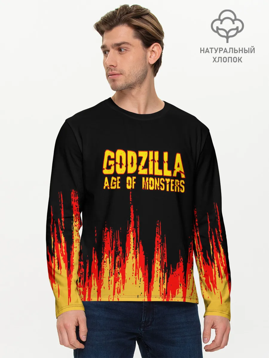 Мужской лонгслив базовый / годзилла