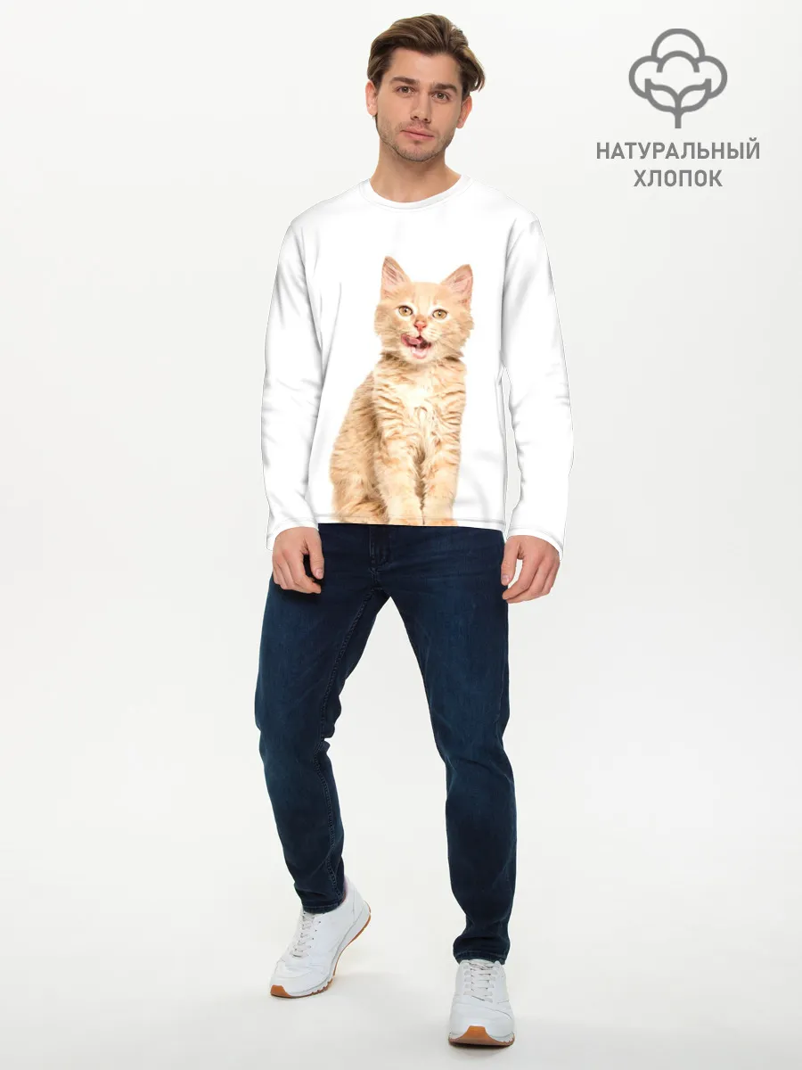 Мужской лонгслив базовый / Кошечка