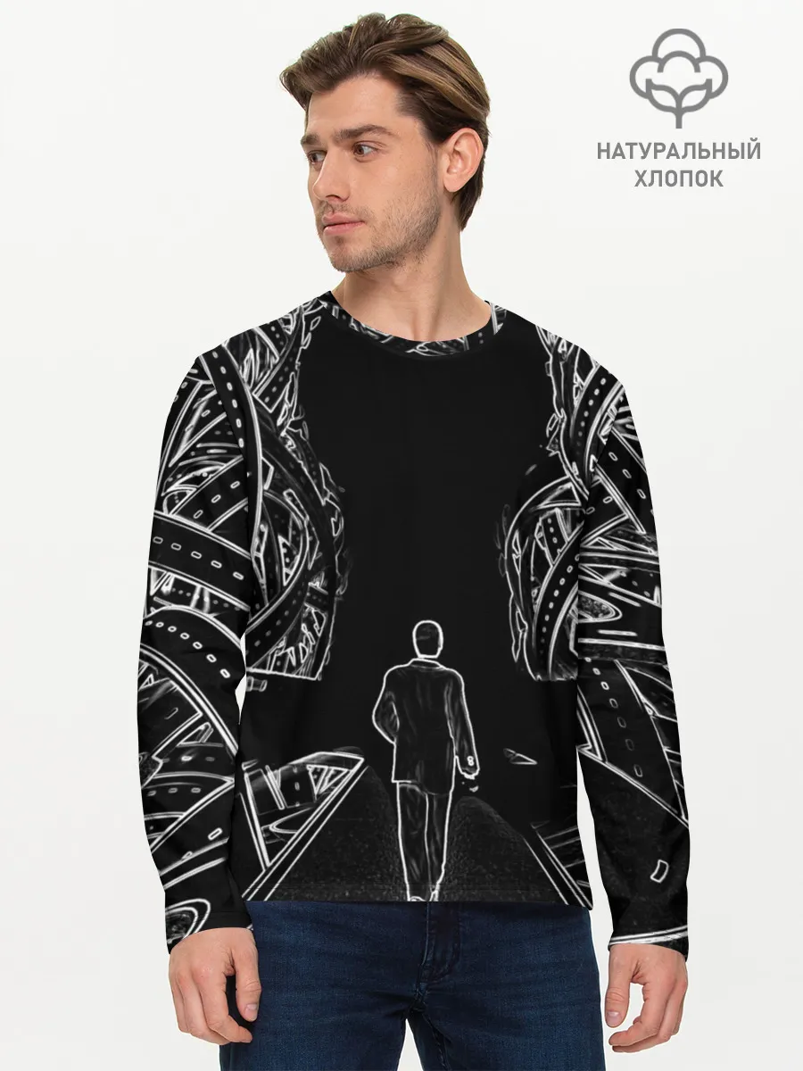 Мужской лонгслив базовый / Дорога в некуда