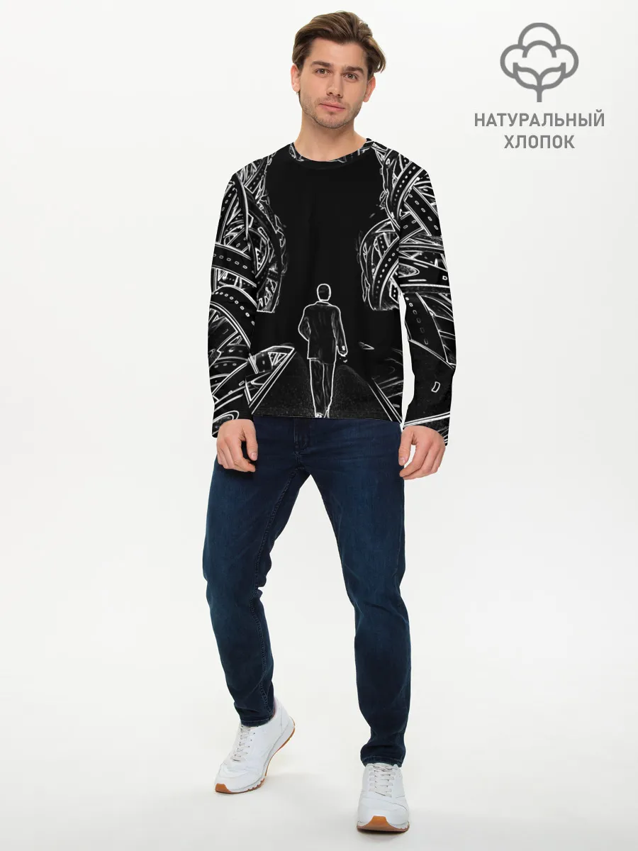 Мужской лонгслив базовый / Дорога в некуда