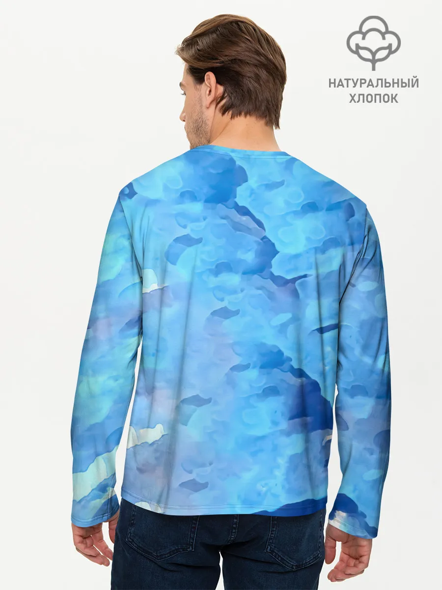 Мужской лонгслив базовый / Kaneki Ken на синем фоне