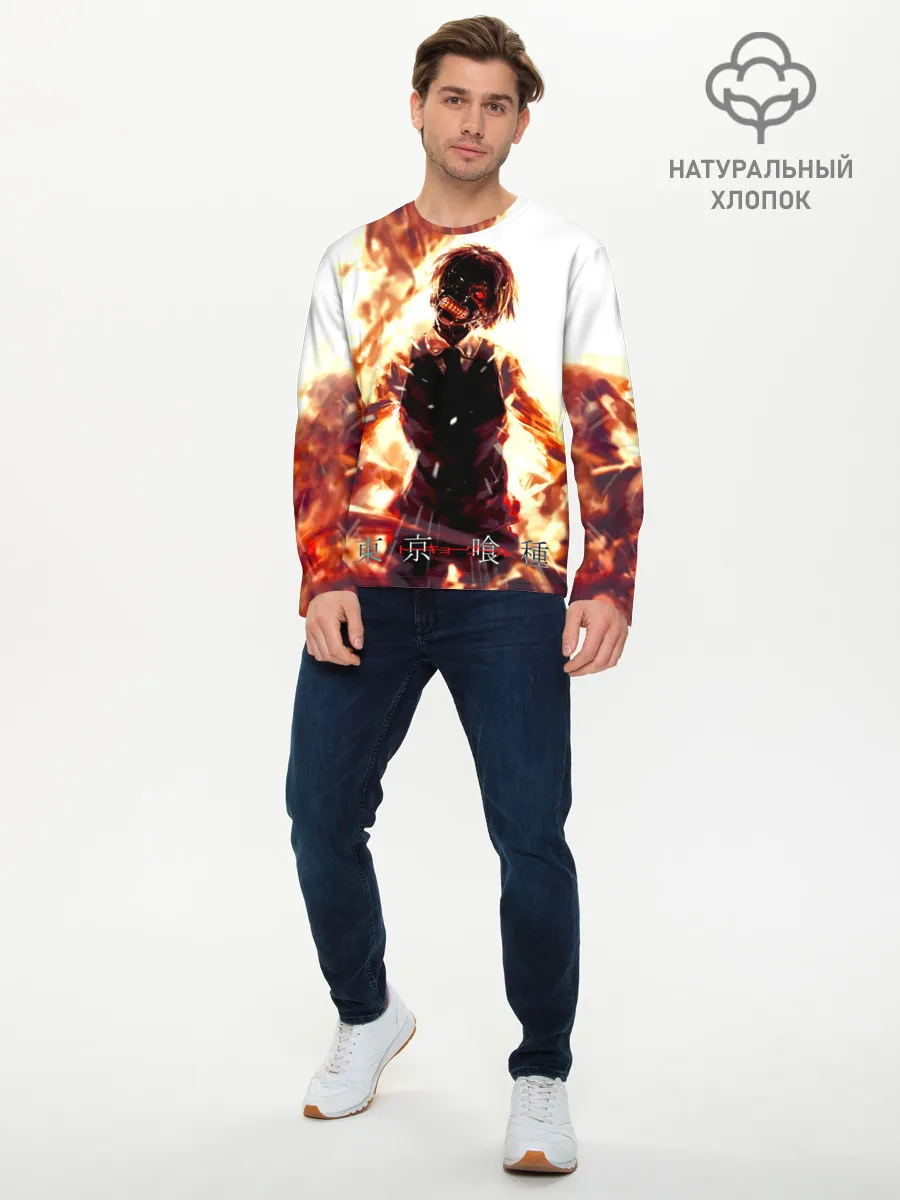 Мужской лонгслив базовый / Канеки Кен в огне