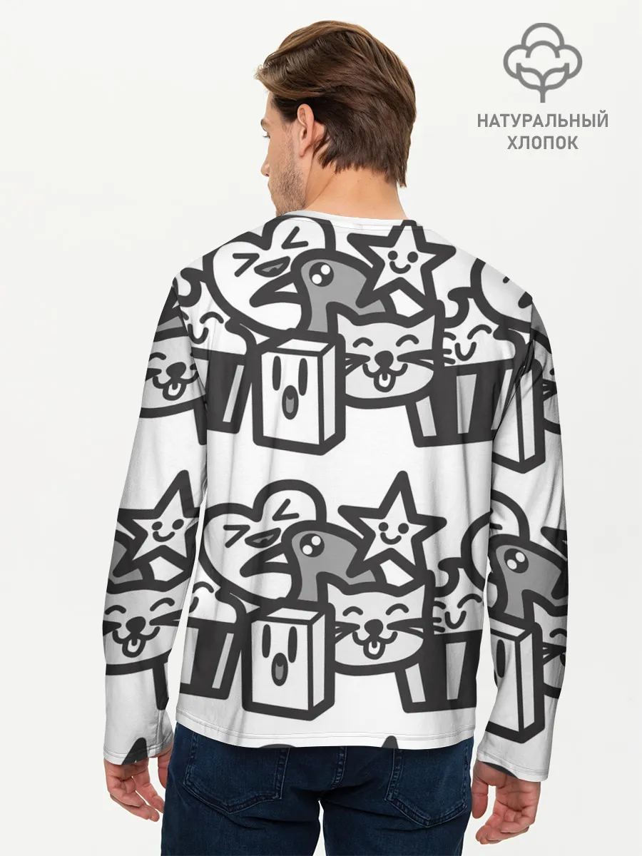 Мужской лонгслив базовый / Чёрно-белые дудлы