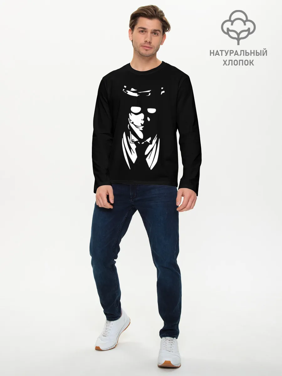 Мужской лонгслив базовый / Черно-белый Алукард