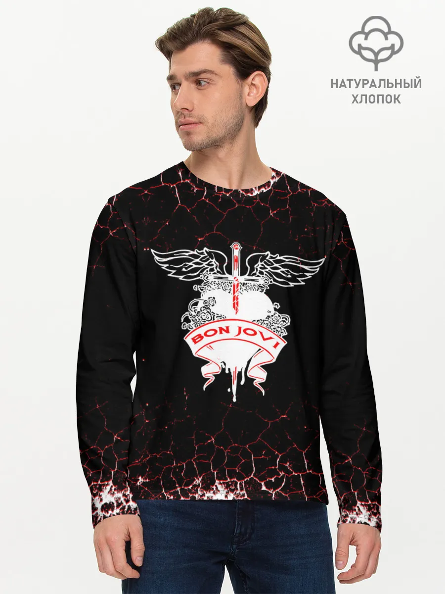 Мужской лонгслив базовый / bon jovi