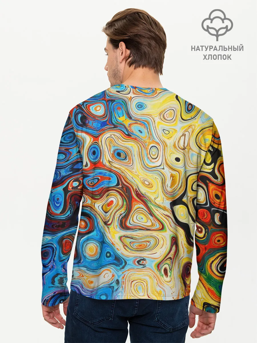 Мужской лонгслив базовый / Цветные абстрактные пятна