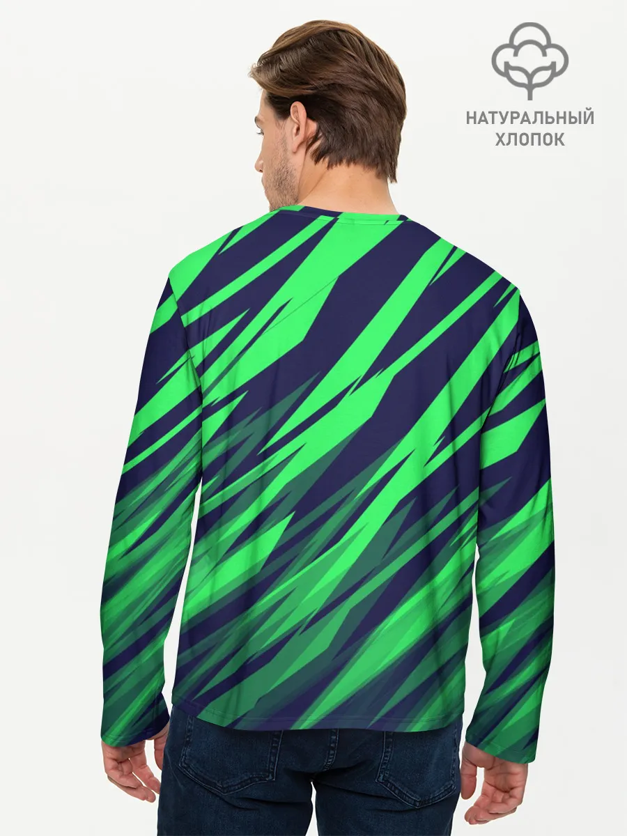 Мужской лонгслив базовый / Абстрактный дизайн ,,Зелень