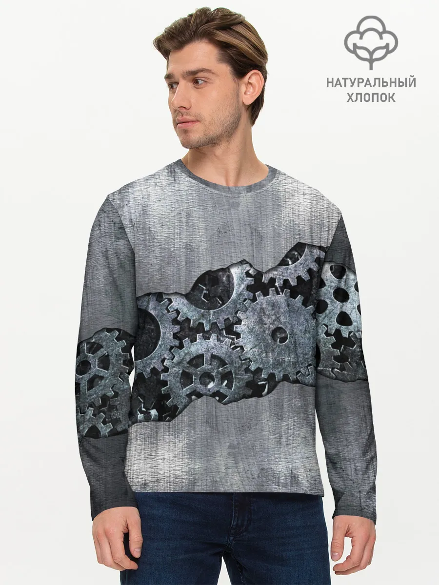 Мужской лонгслив базовый / Шестеренки