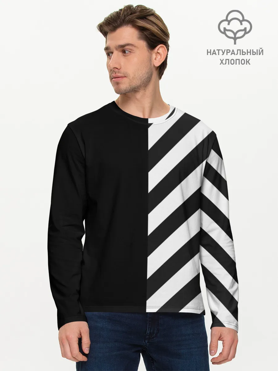 Мужской лонгслив базовый / Черно-Белые Полосы