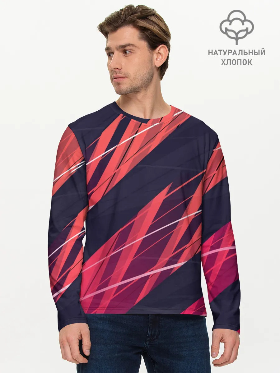 Мужской лонгслив базовый / Абстракция ,,Холодный Огонь