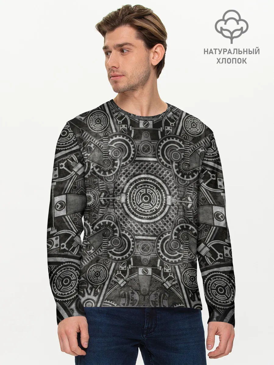 Мужской лонгслив базовый / Стимпанк Механизм