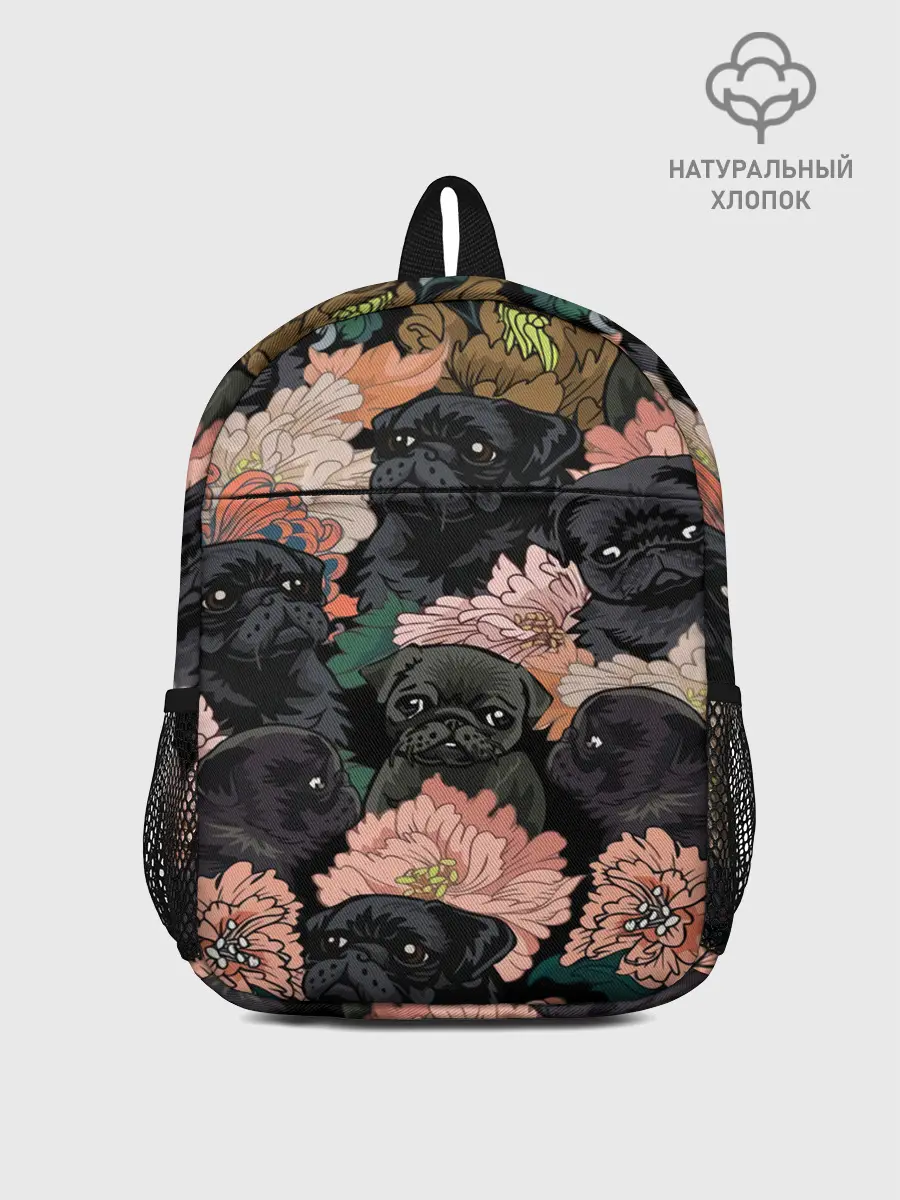Рюкзак детский / Мопсы и Цветы