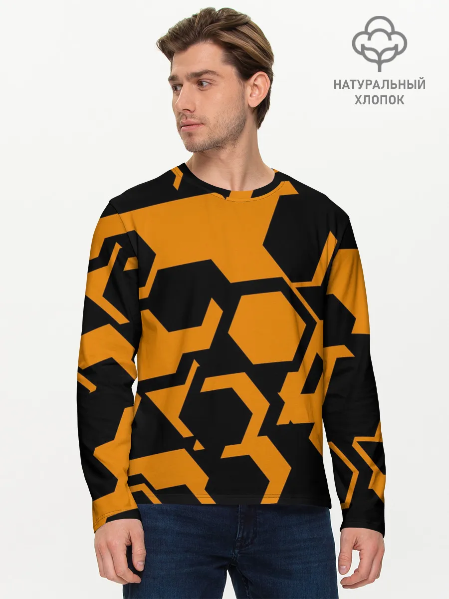 Мужской лонгслив базовый / КИБЕРПАНК, жёлтый