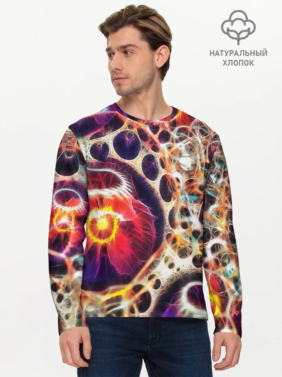 Мужской лонгслив базовый / Абстракция / Психоделика