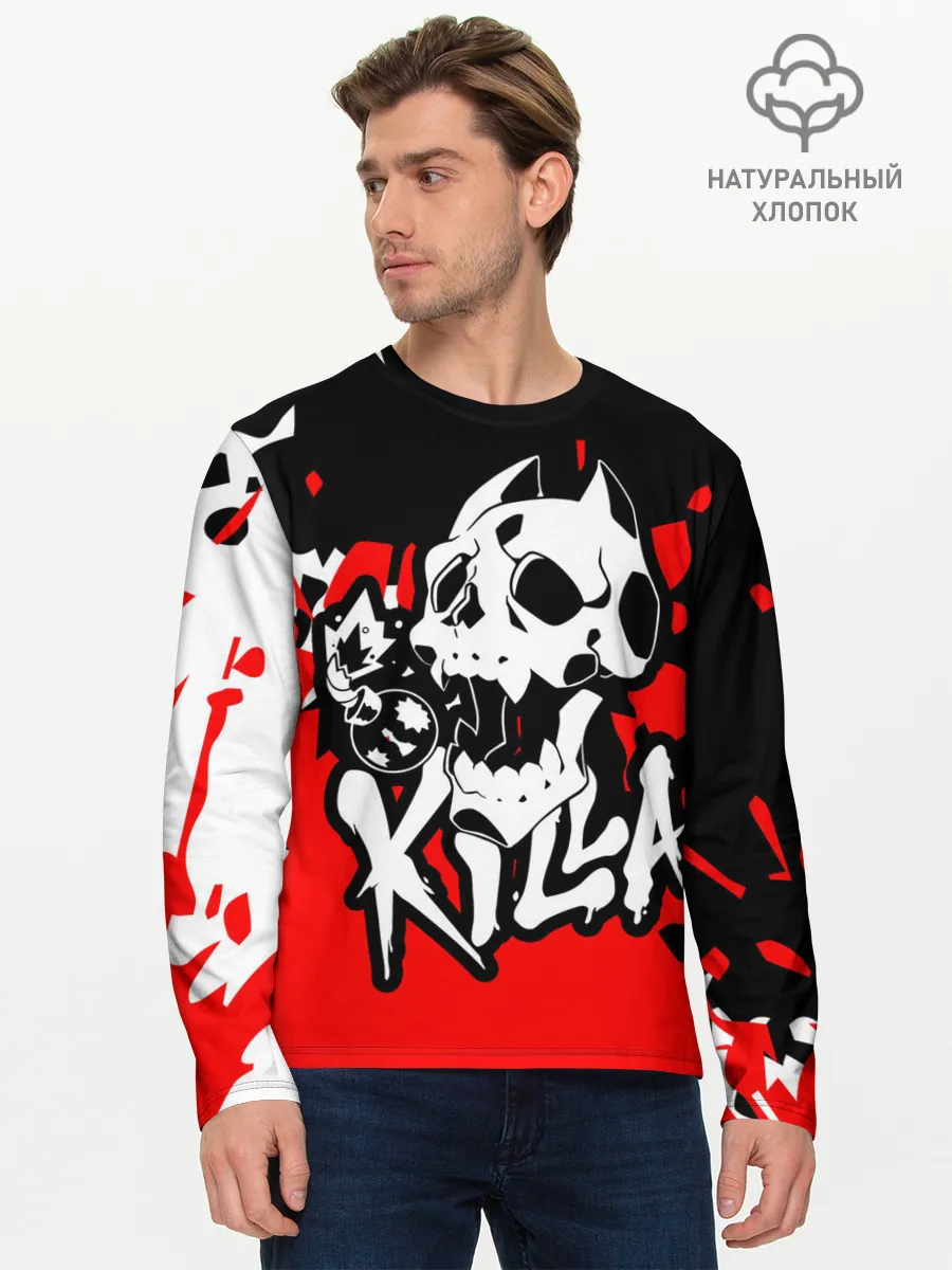 Мужской лонгслив базовый / KILLA красные брызги