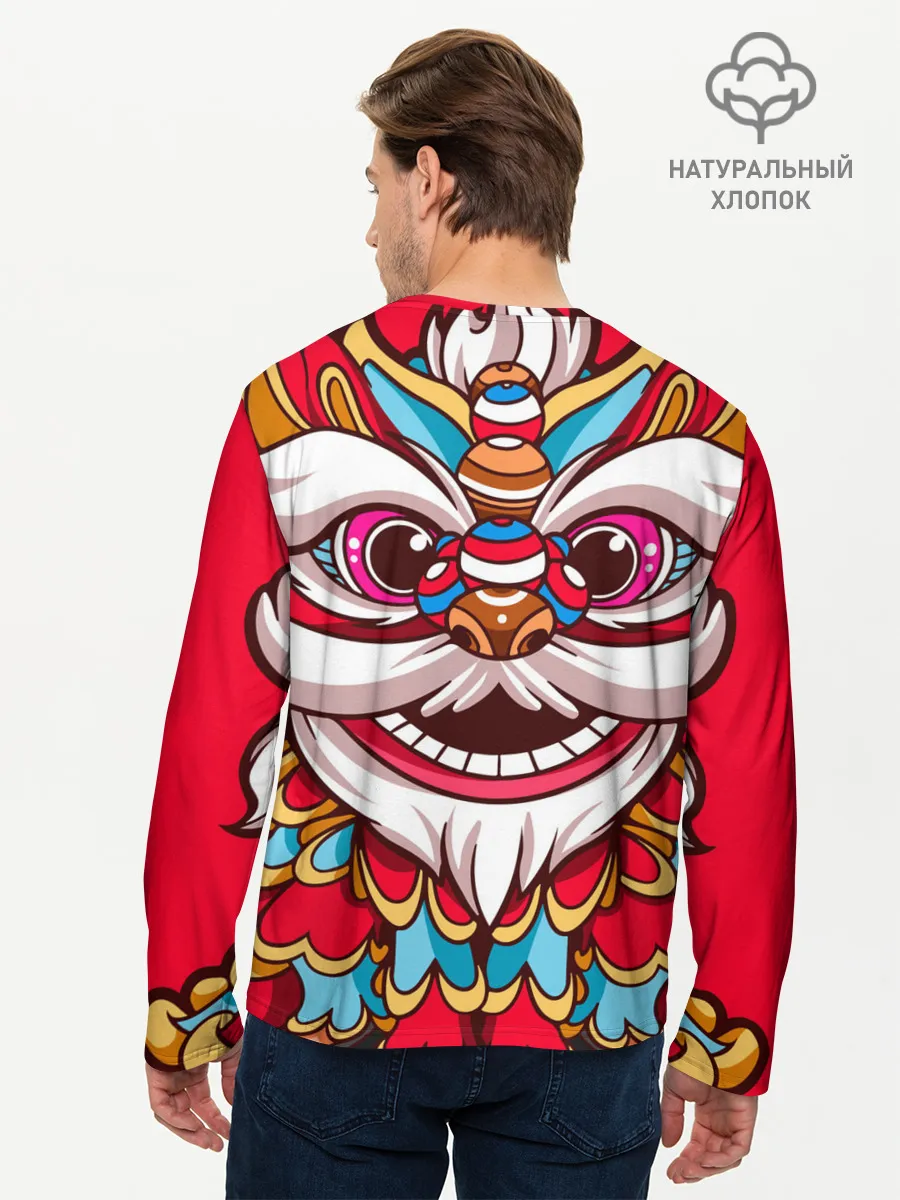 Мужской лонгслив базовый / Морда Азиатского Льва