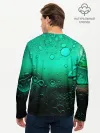 Мужской лонгслив базовый / Зеленые капли клетки