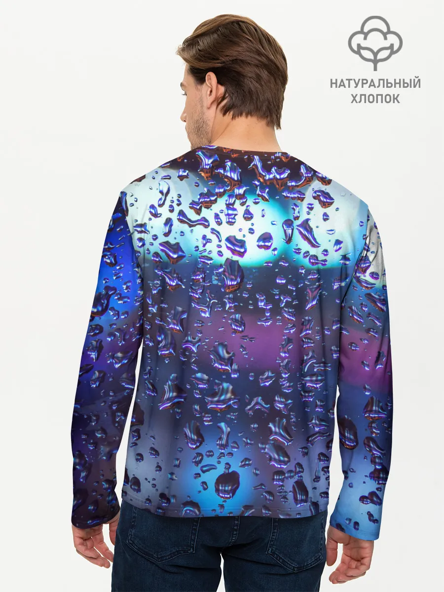 Мужской лонгслив базовый / Капли на стекле макро