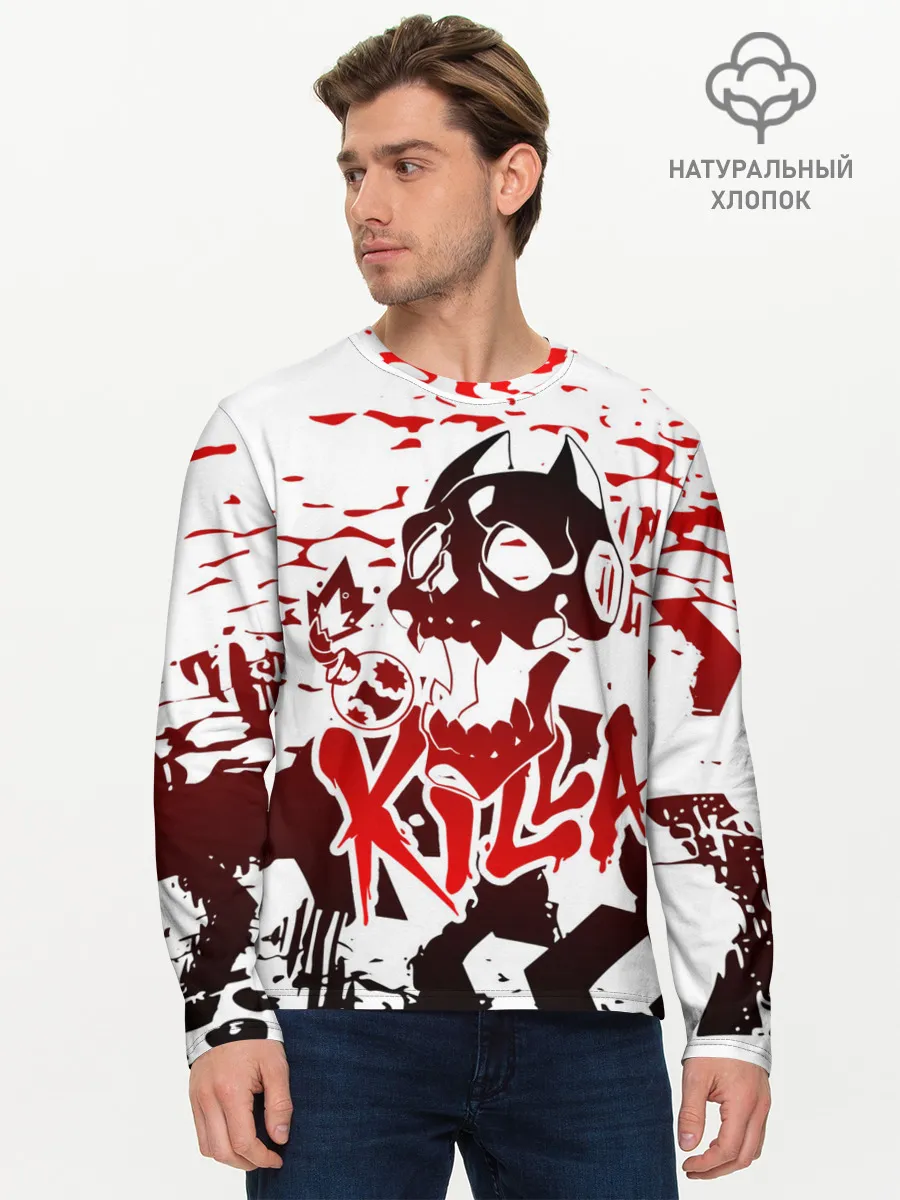 Мужской лонгслив базовый / KILLA красные следы