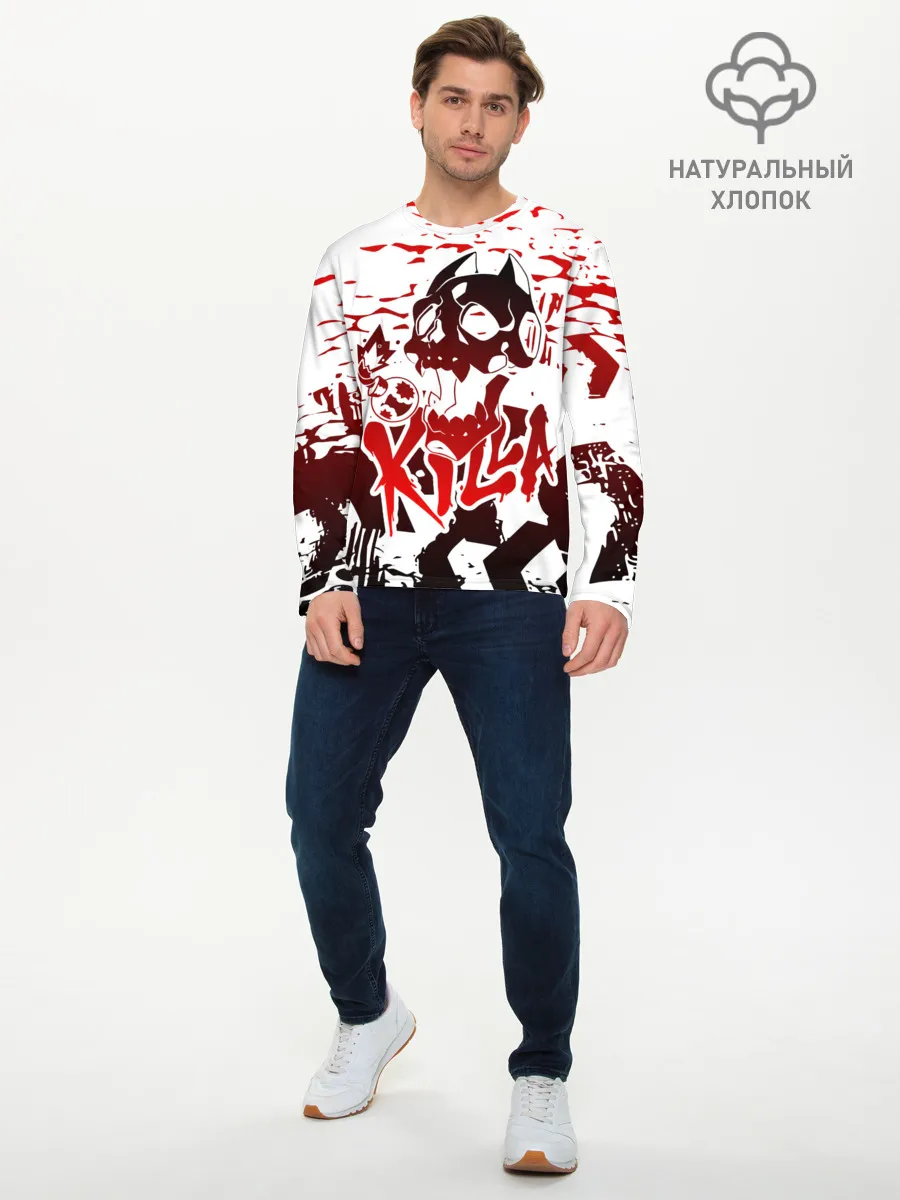 Мужской лонгслив базовый / KILLA красные следы
