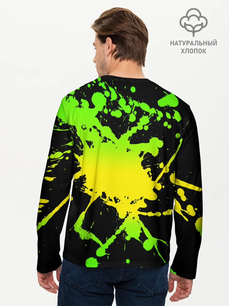 Мужской лонгслив базовый / KILLA зеленые брызги