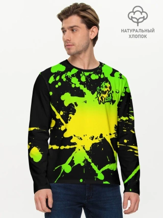 Мужской лонгслив базовый / KILLA зеленые брызги
