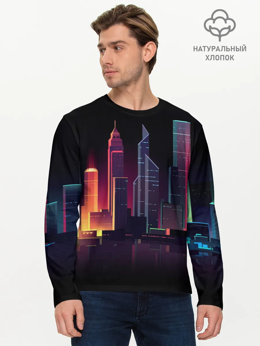 Мужской лонгслив базовый / Neon City