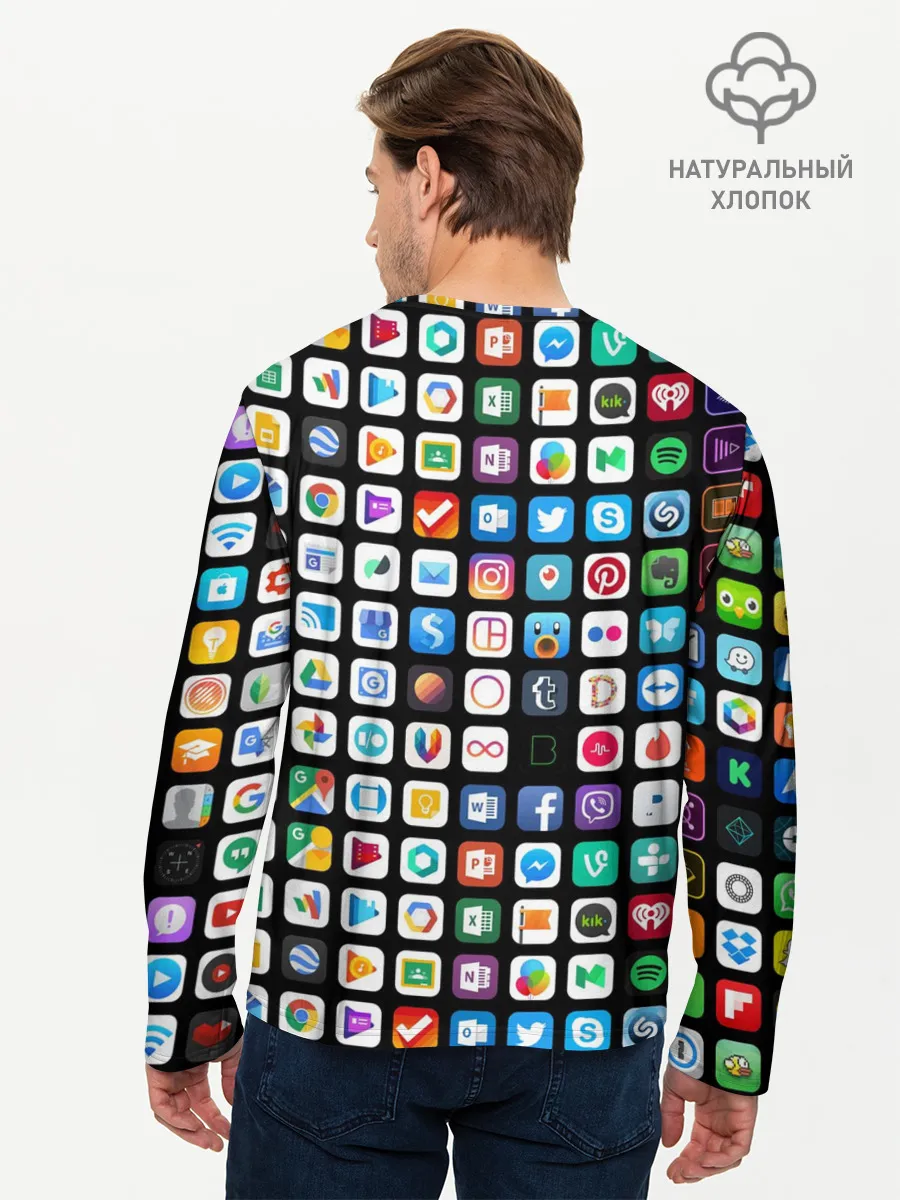 Мужской лонгслив базовый / Iphone and Apps Icons