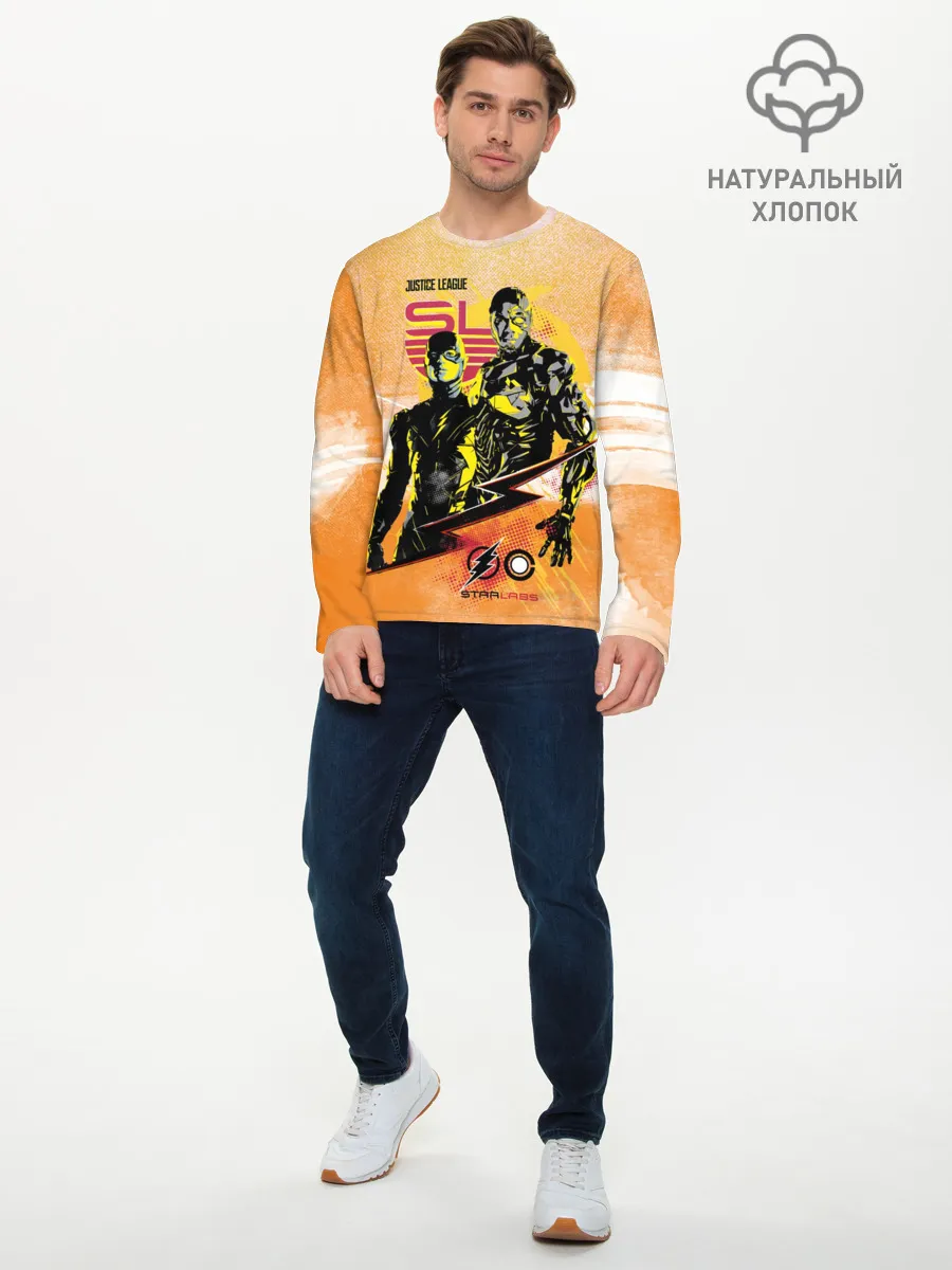 Мужской лонгслив базовый / Лига справедливости