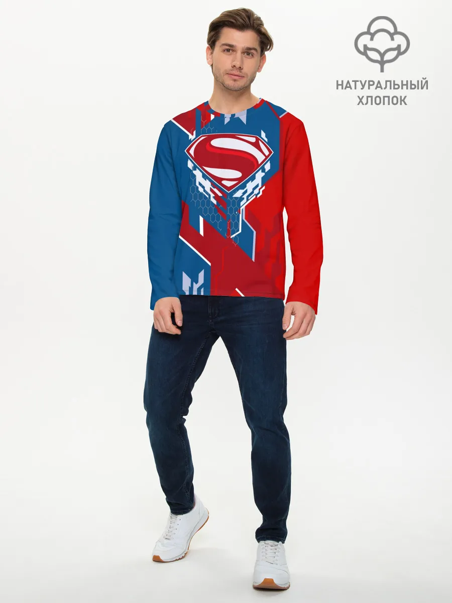 Мужской лонгслив базовый / Знак Супермен