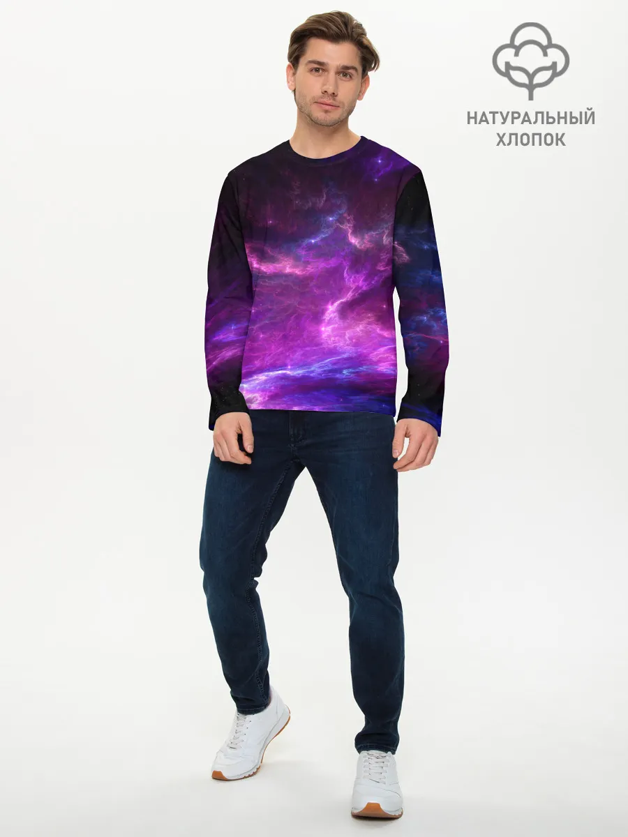 Мужской лонгслив базовый / Космическое небо