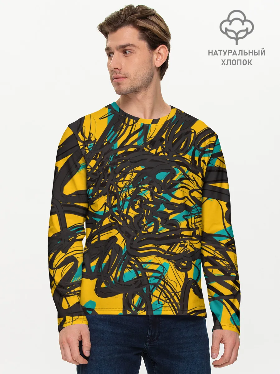 Мужской лонгслив базовый / Черные линии