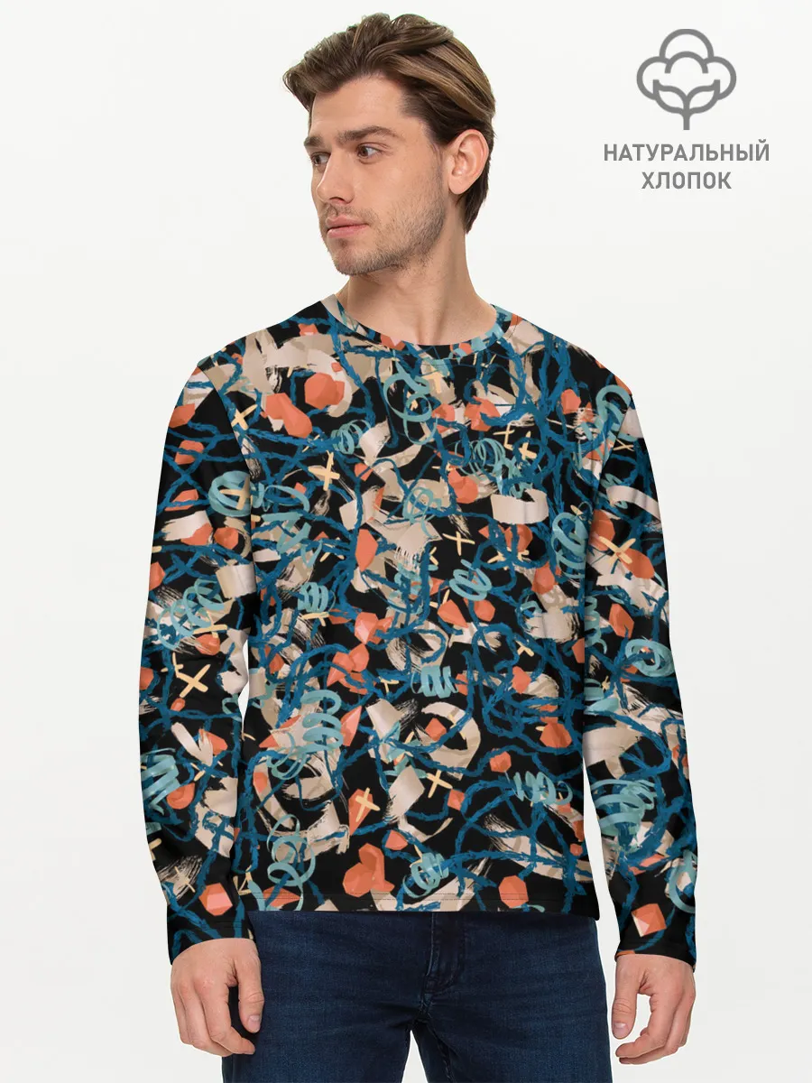 Мужской лонгслив базовый / Линии в пространстве