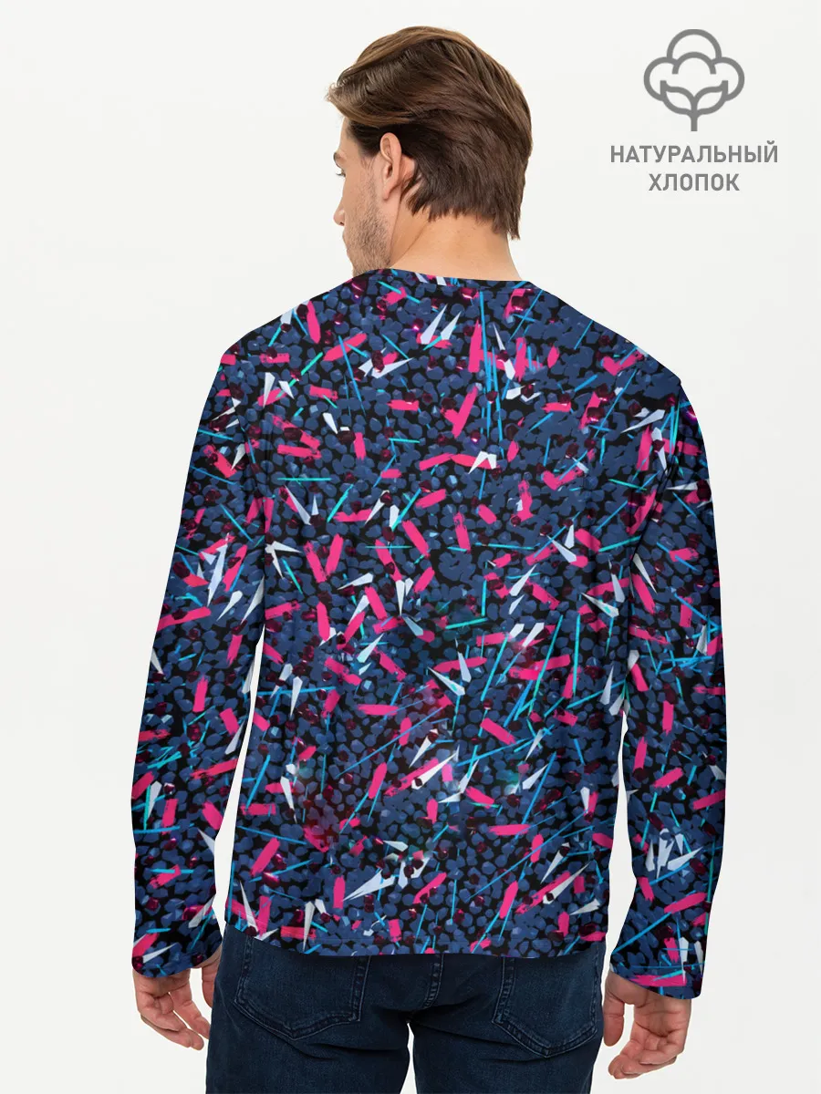Мужской лонгслив базовый / Кристаллы и линии