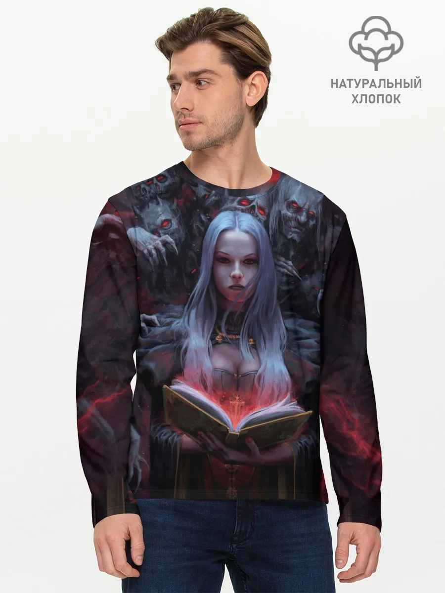 Мужской лонгслив базовый / Demonic book