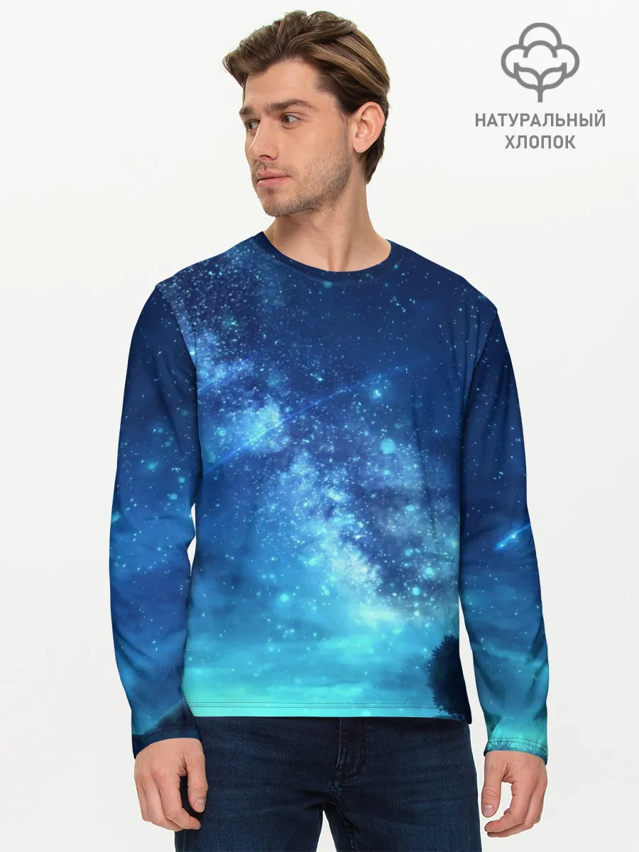 Мужской лонгслив базовый / Синяя Небо