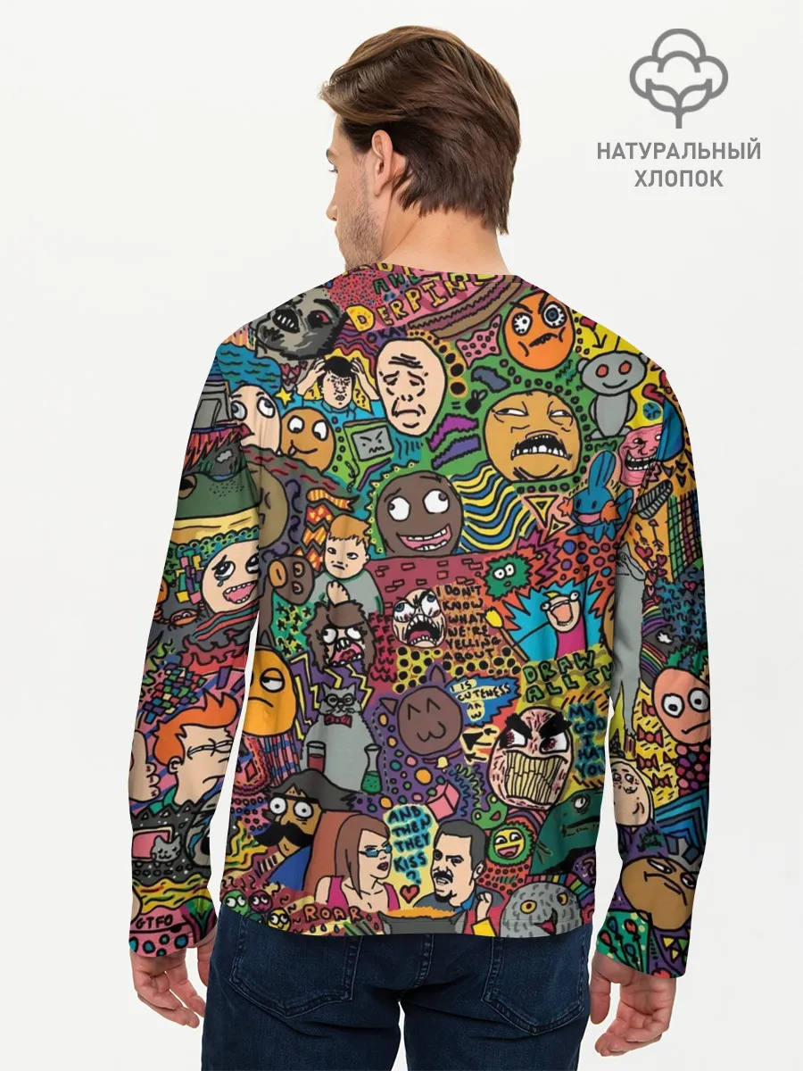 Мужской лонгслив базовый / Цветные мемы из ВК