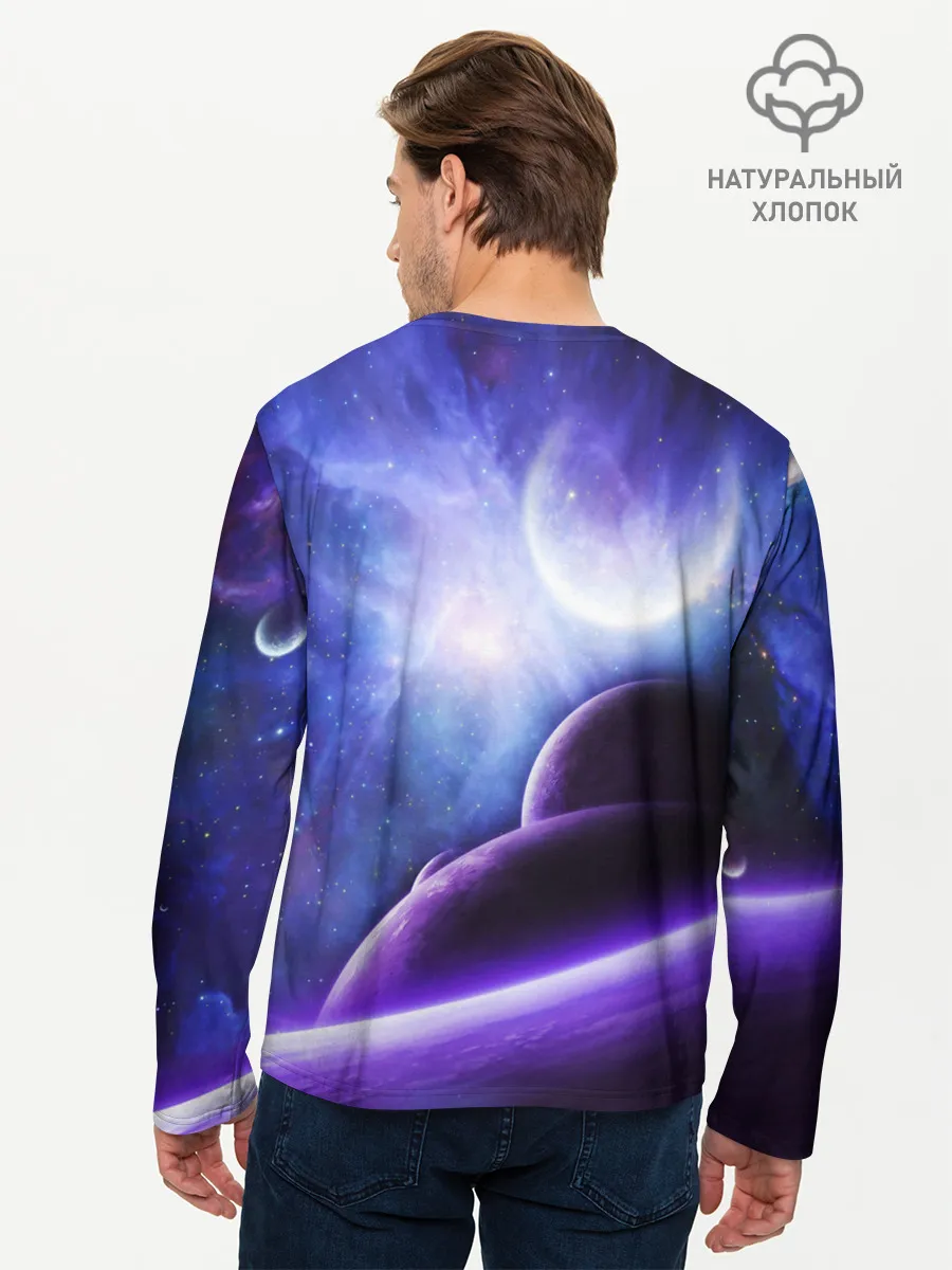 Мужской лонгслив базовый / Неоновый Космос