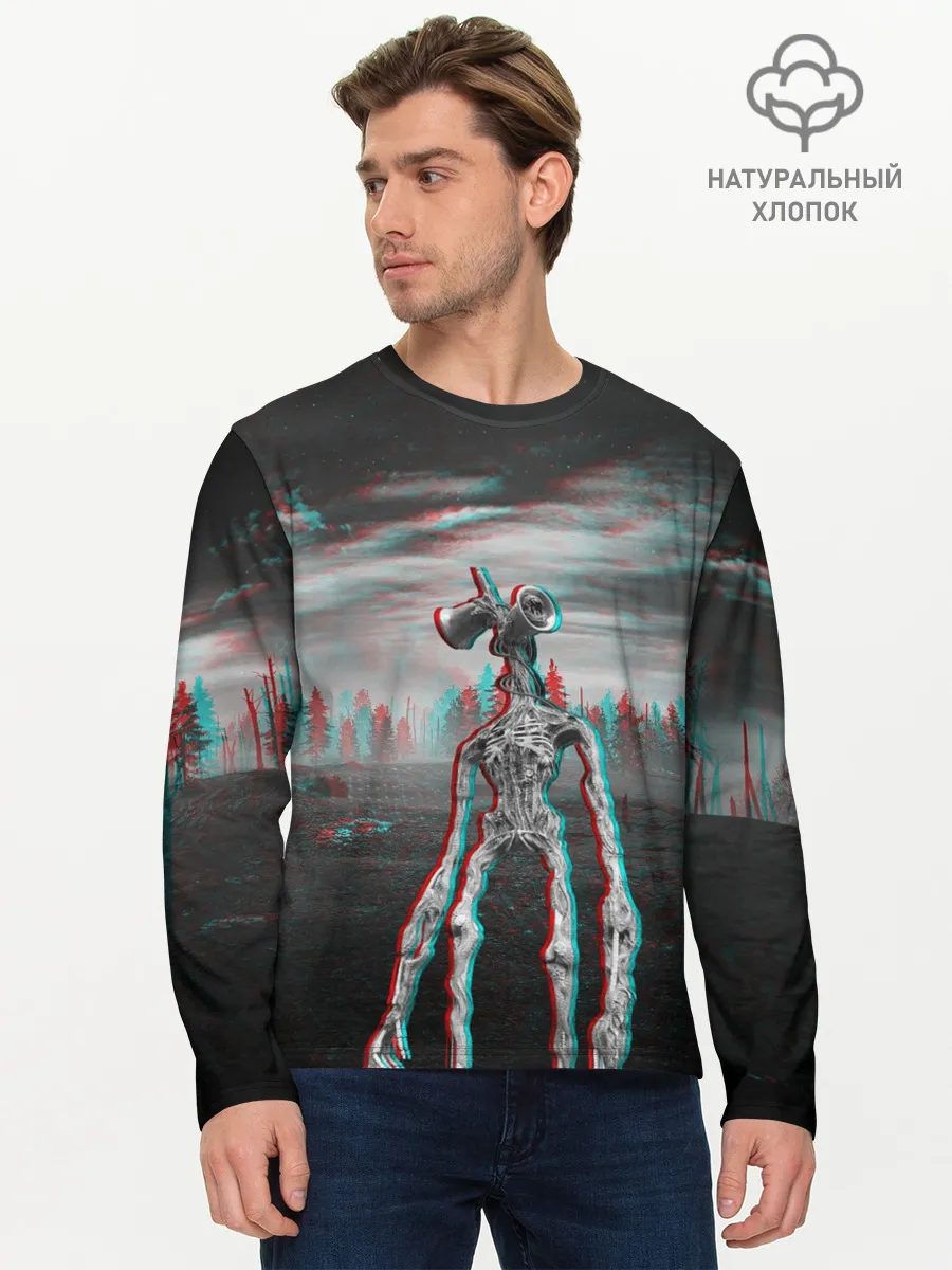 Мужской лонгслив базовый / Siren Head Horror Glitch