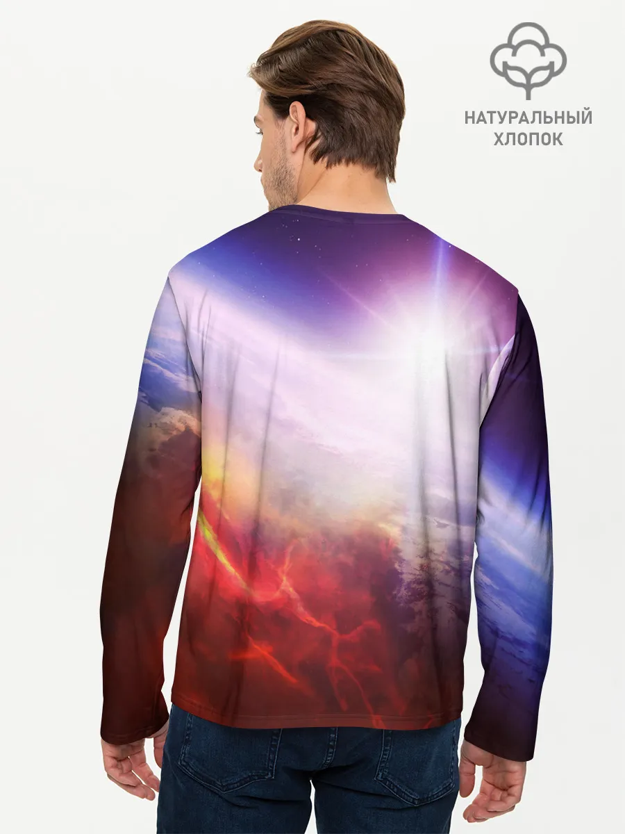 Мужской лонгслив базовый / Звезды в неоне