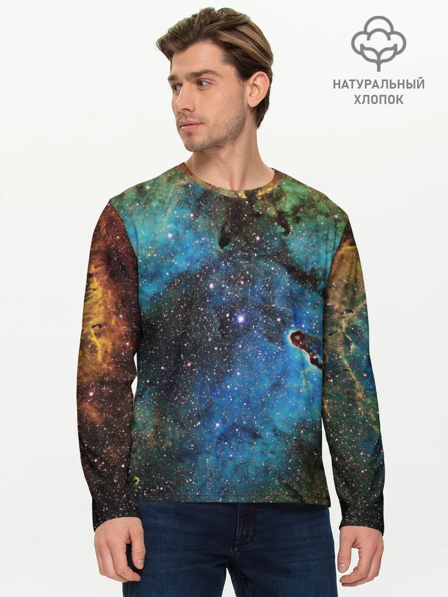 Мужской лонгслив базовый / Туманный космос