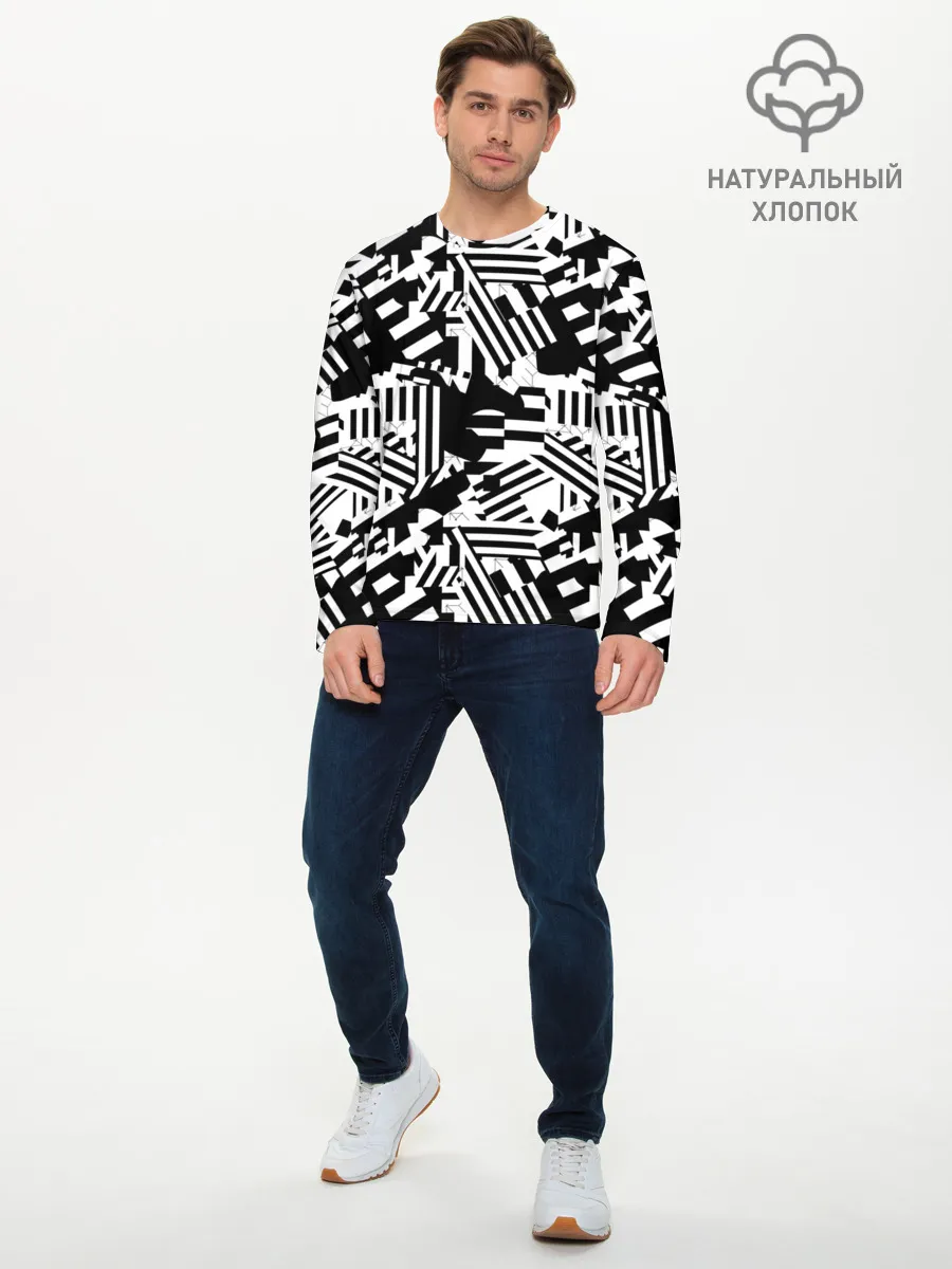 Мужской лонгслив базовый / Хаотичные линии