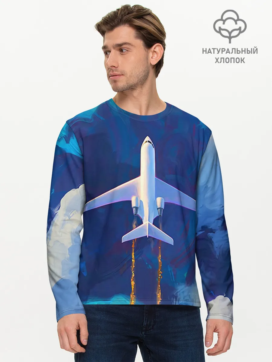 Мужской лонгслив базовый / Самолёт на небе