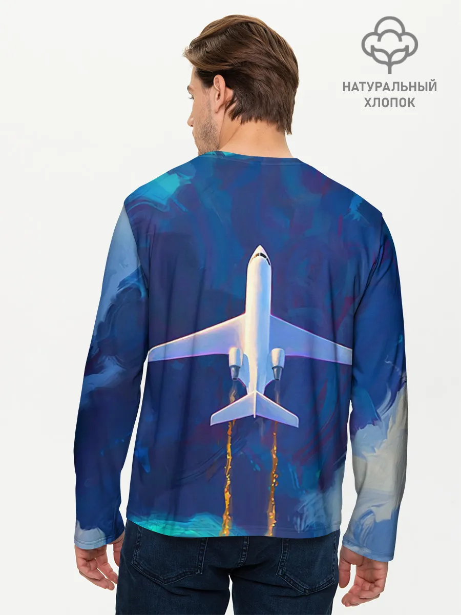 Мужской лонгслив базовый / Самолёт на небе