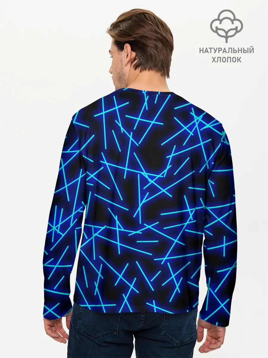 Мужской лонгслив базовый / Неоновые линии