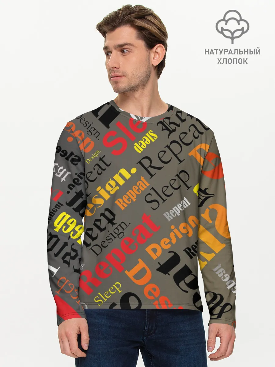 Мужской лонгслив базовый / Буквы-надписи